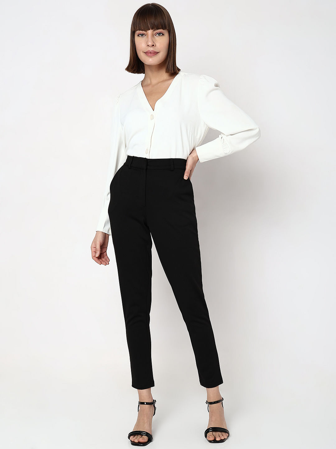 Buy online Black Solid Formal Trouser from bottom wear for Women by Smarty  Pants for ₹739 at 59% off | 2024 Limeroad.com